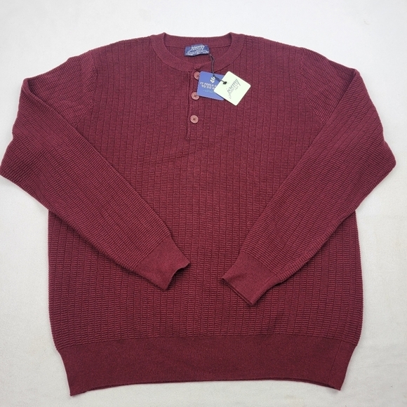 NWT Jeremy Argyle NYC wool blend heavy fair labor burgundy henley B22 - Picture 2 of 6